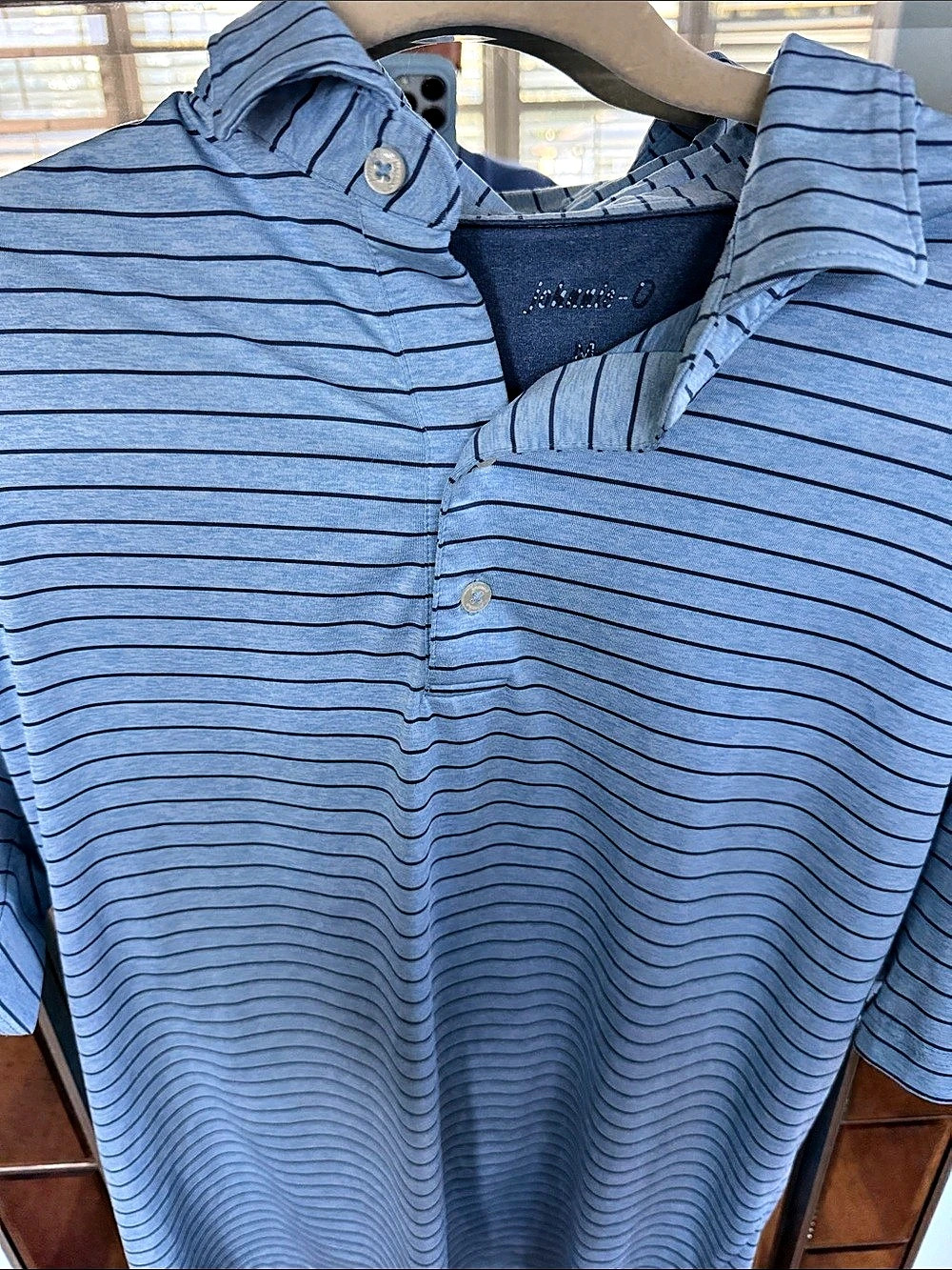 Johnnie O Men's Striped Polo in Blue Like New